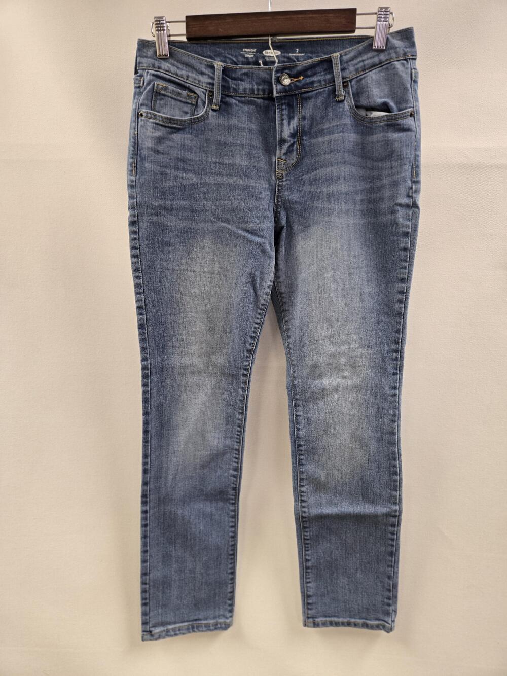 Old Navy Jeans Womens 2 Short Blue Straight Stretch Denim Zip Fly Five Pocket